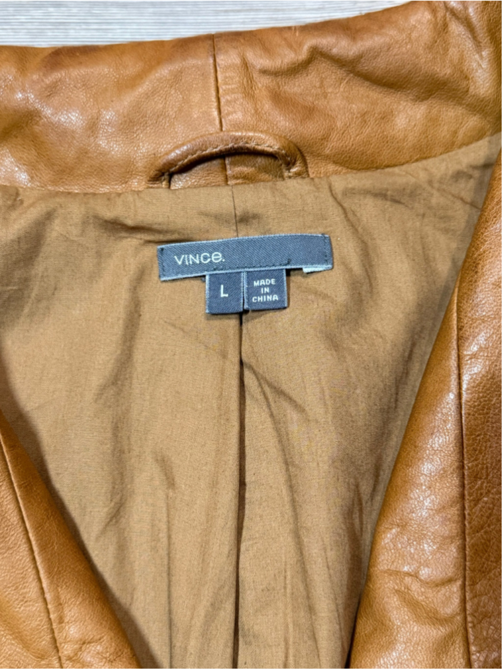 Women's Vince Scuba Brown Leather Asymmetrical Zip Jacket L - Picture 10 of 15